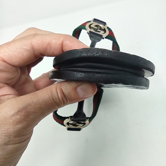 Gucci lifford 37.5 thong double G sandals leather logo ribbon flip flops - Picture 10 of 14